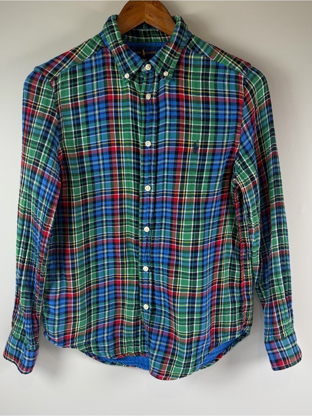 Ralph Lauren Boy's Button Down Collar Shirt Long Slv Multi Plaid L 14-16